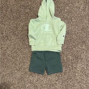 Champion Kids Green hoodie and shorts